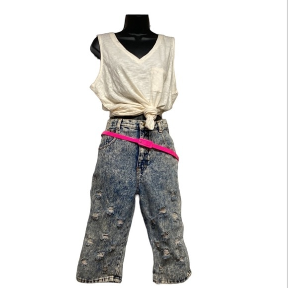 Vintage The fashion academy stone washed denim capris size 5‎ (468) - Picture 2 of 13